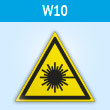 Знак W10 «Опасно! лазерное излучение» (пластик, сторона 200 мм)
